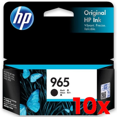 10 X Genuine HP 965 Black Ink Cartridge 1,000 Prints 3JA80AA