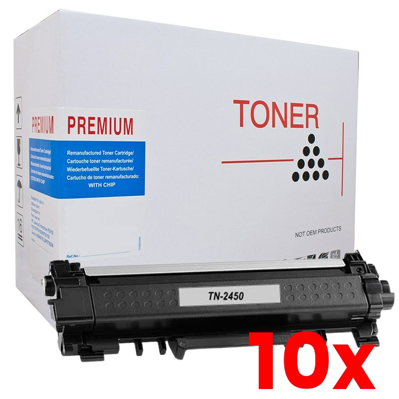 10 X Brother TN-2450 Generic White Box Toner cartridge 3,000 Pages - BUY 5 GET 1 FREE