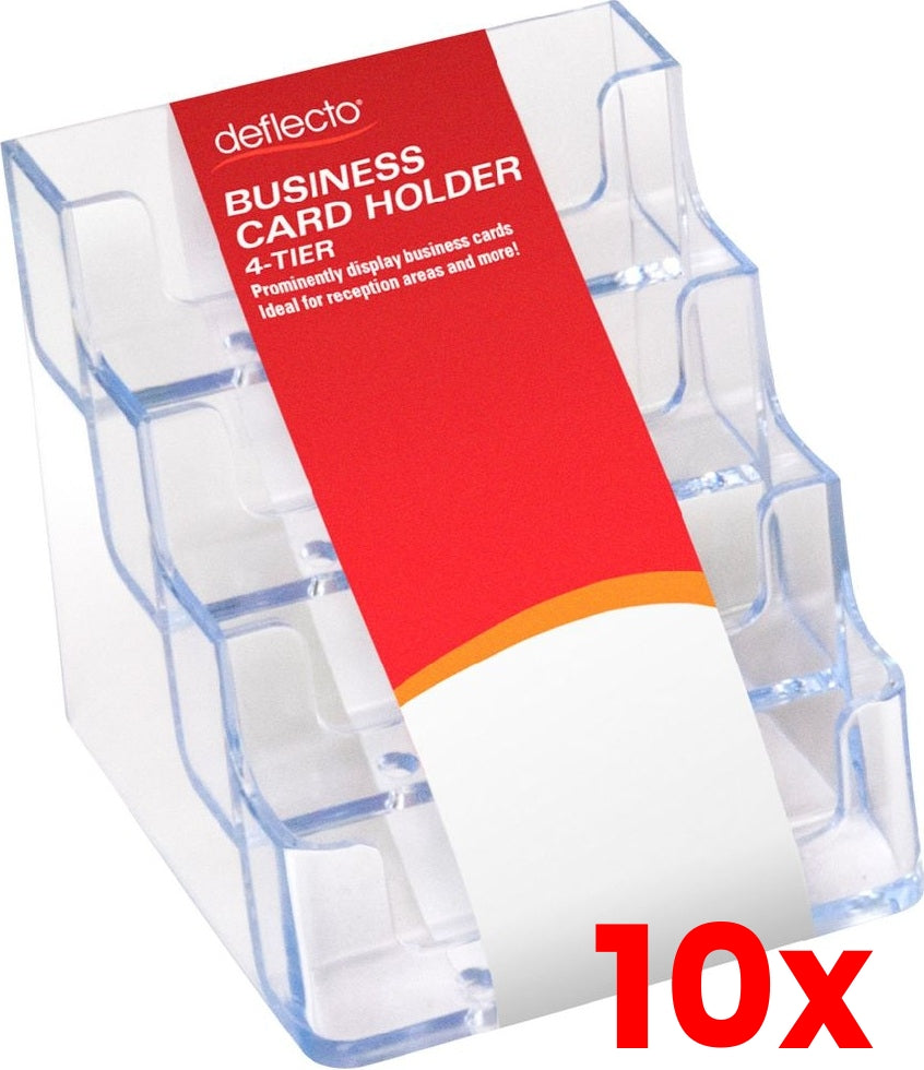 10 X Deflect-O 4 Compartments Business Card Holder Landscape