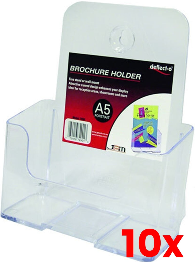 10 X Deflect-O A5 Brochure Holder F/S Wall Mount 74901