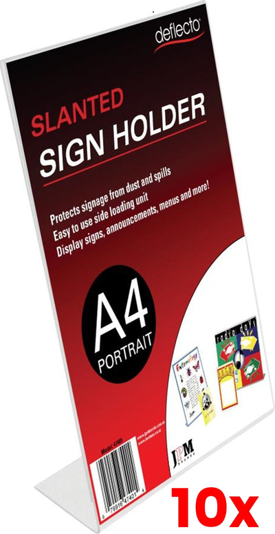10 X Deflect-O Slanted Single Sided Document Holder A4 Portrait 47401