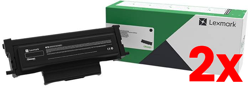 2 X Genuine Lexmark B226000 Black Toner Cartridge B2236 MB2236 1,200 page