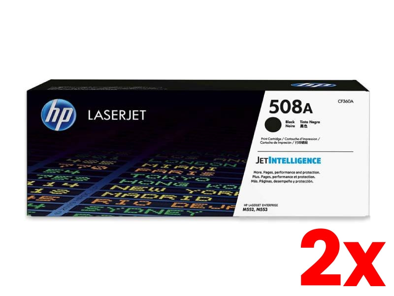 2 X Genuine HP 508A CF360A Black Toner Cartridge 6,000 Print