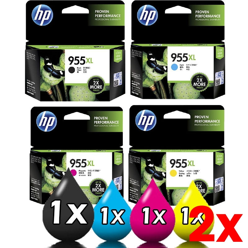 2 X 4 Pack Genuine HP 955XL Ink Cartridges PRO 7720 / 7740 / 8210 / 8720  [1BKXL,1CXL,1MXL,1YXL]