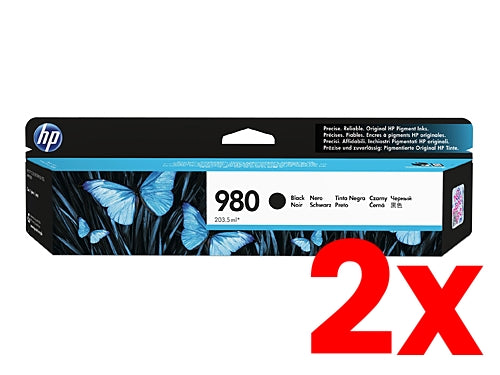 2 X Genuine HP 980 Black Ink Cartridge D8J10A 10,000 Print