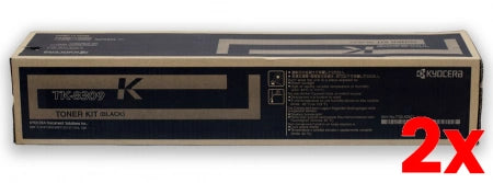 2 X Genuine Kyocera TK8309K Black Toner Cartridge 25,000 Prints
