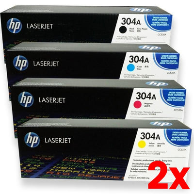 2 X Genuine 4 Pack HP 650A Toner Cartridges CE270A-CE273A [1BK, 1C, 1M, 1Y]