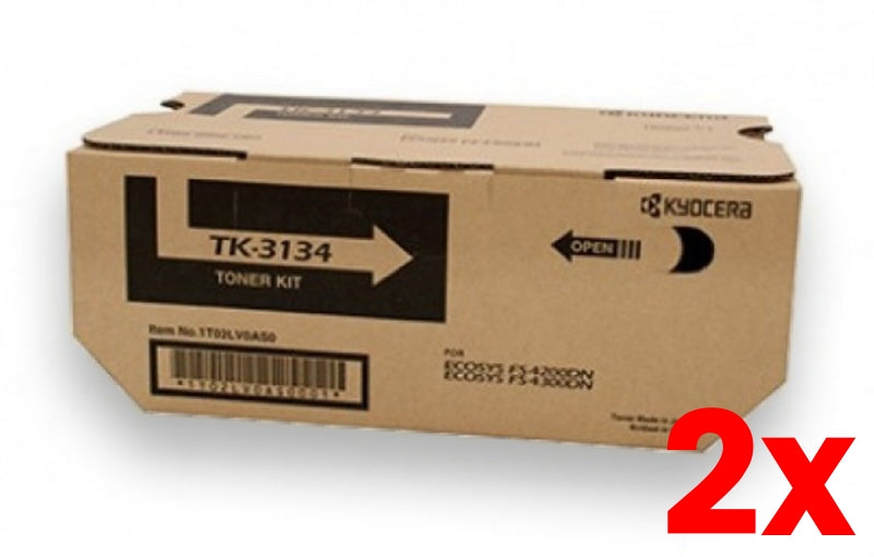 2 X Genuine Kyocera TK3134 Black Toner Cartridge 25,000 Print