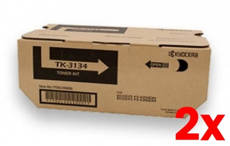 2 X Genuine Kyocera TK3134 Black Toner Cartridge 25,000 Prints