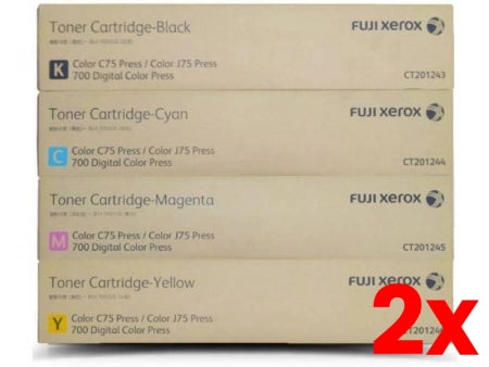 2 X 4 Pack Genuine Fuji Xerox CT201243-CT201246 Toner Set [1BK,1C,1M,1Y]