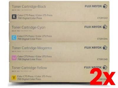2 X 4 Pack Genuine Fuji Xerox CT201243-CT201246 Toner Set [1BK,1C,1M,1Y]