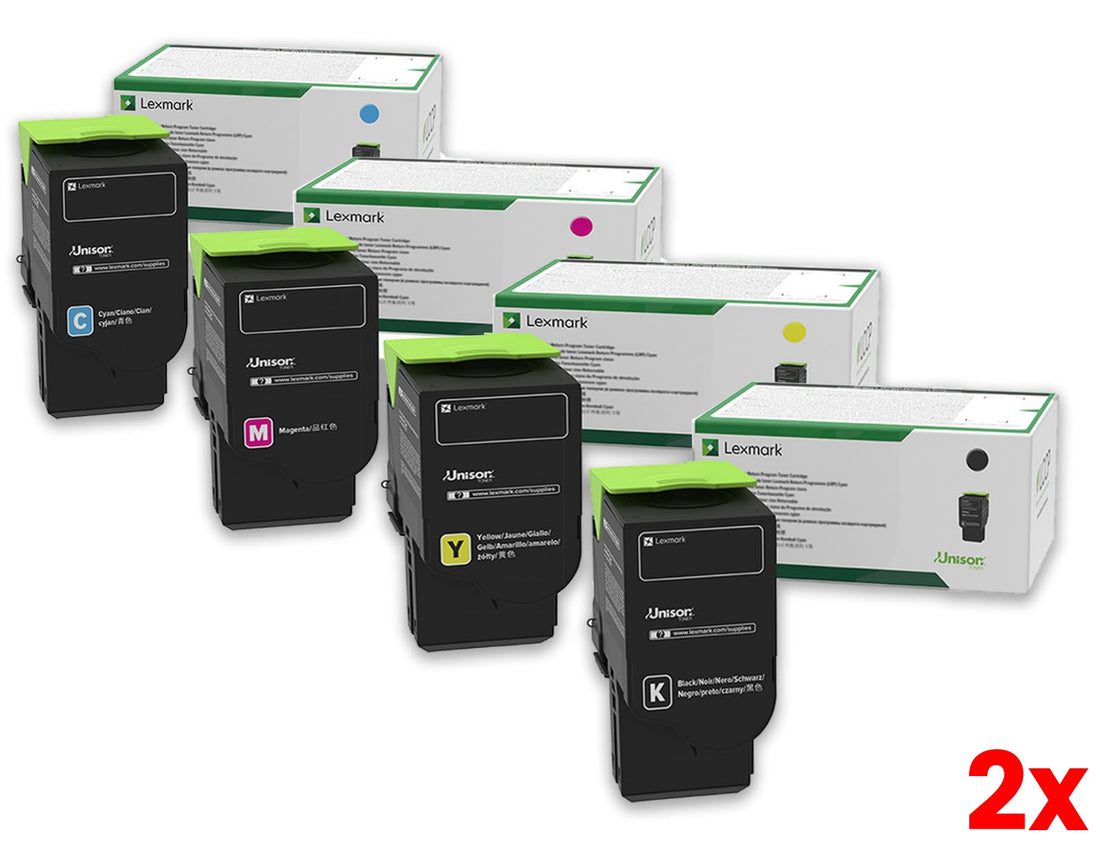 2 X Genuine 4 Pack Lexmark MC2425adw Toner Cartridges 1BK,1C,1M,1Y
