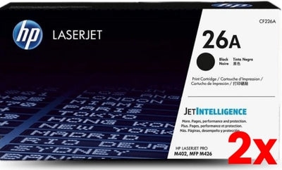 2 X Genuine Genuine 26A CF226A Black Toner Cartridge 3,100 Pages