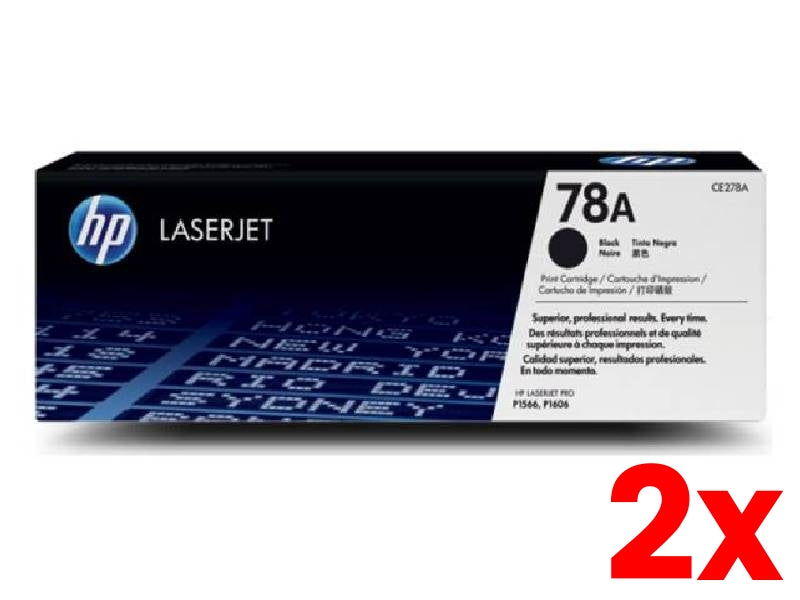 2 X Genuine HP 78A CE278A Black Toner Cartridge 2,100 Print