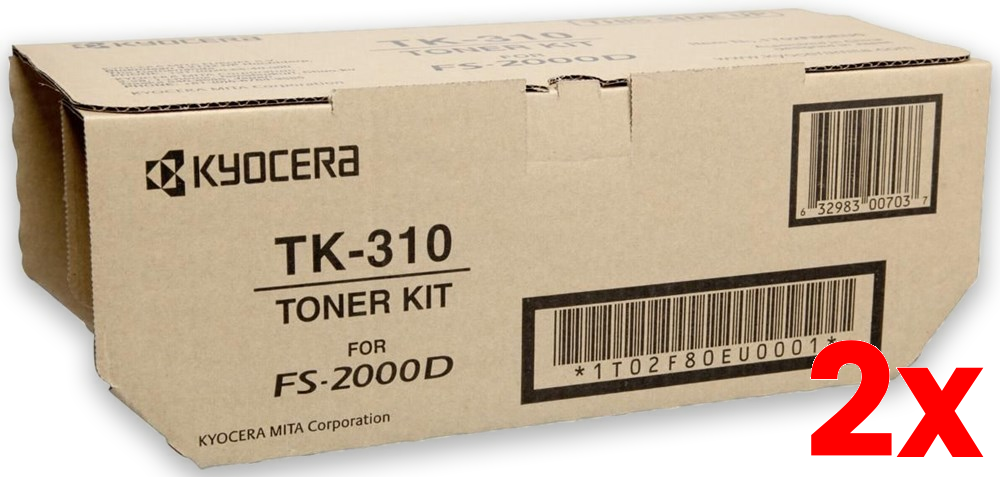2 X Genuine Kyocera TK310 Black Toner Kit 12,000 Print