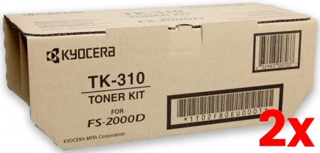 2 X Genuine Kyocera TK310 Black Toner Kit 12,000 Prints