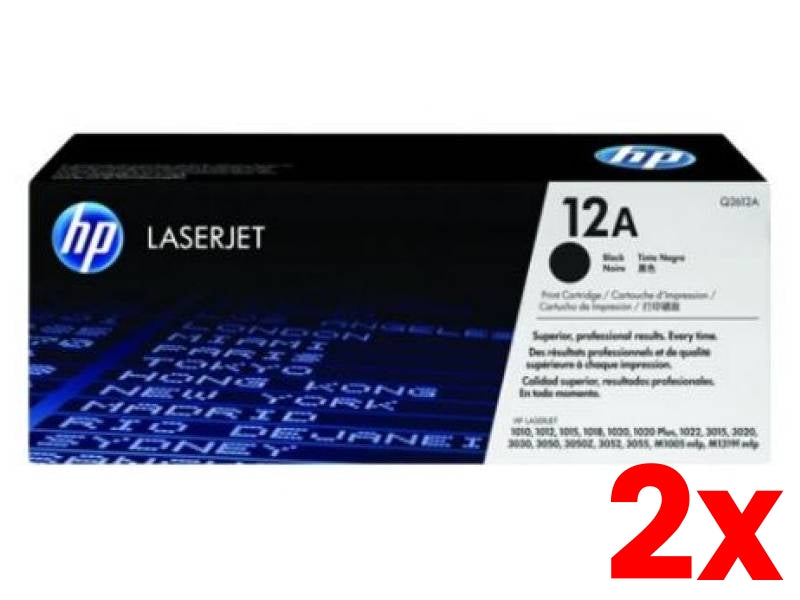 2 X Genuine HP 12A Q2612A Black toner cartridge 2,000 Page