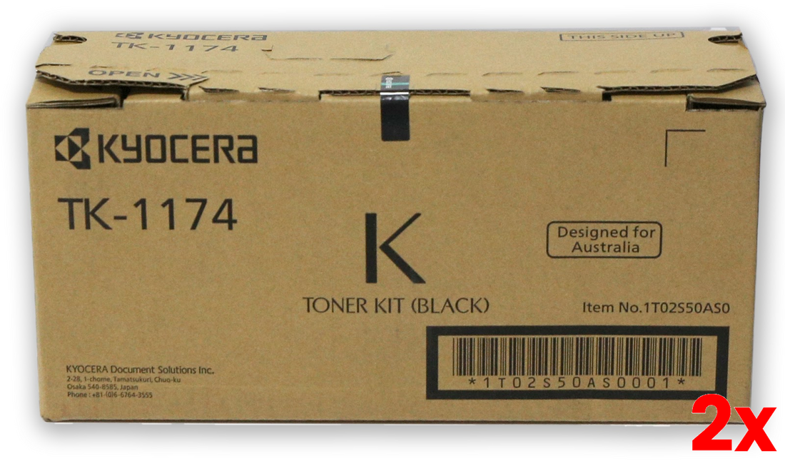 2 X Genuine Kyocera TK1174 Toner Kit 7,200 Page