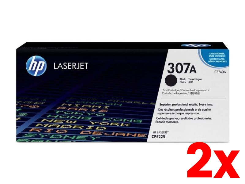2 X Genuine HP 307A CE740A Black Toner Cartridge 7,000 Print