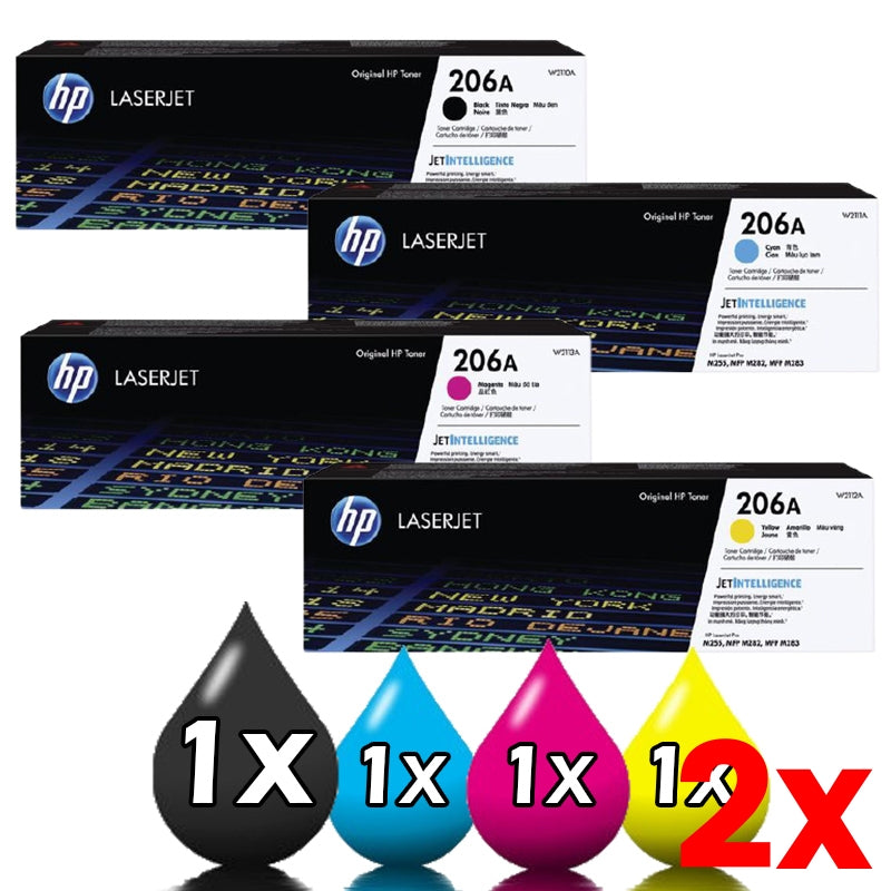 2 X Genuine 4 Pack HP 206A Toner Cartridges W2110A-W2113A PRO M255 M282 M283 1BK,1C,1M,1