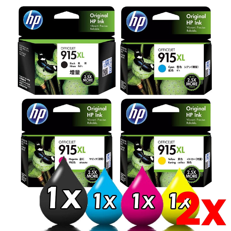 2 X Genuine 4 Pack HP 915XL Ink Cartridges 1BKXL+1CXL+1MXL+1Y