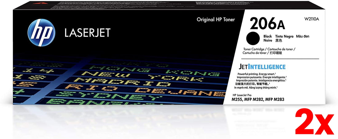 2 X Genuine HP 206A W2110A Black Toner Cartridge PRO M255 / M282 / M283 / 1,350 Page