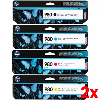 2 X Genuine 4 Pack HP 980 Ink Cartridges D8J1-D8J09A [1BK,1C,1M,1Y]