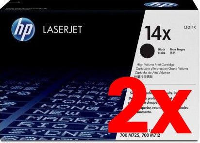 2 X Genuine HP 14X CF214X Toner Cartridge 17,500 Page
