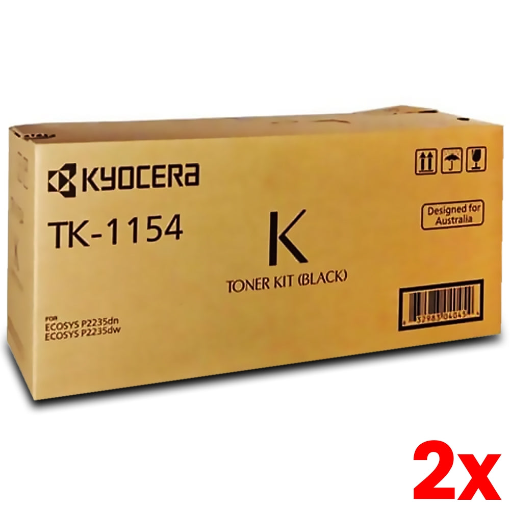 2 X Genuine Kyocera TK1154 Black Toner Cartridge 3,000 Print