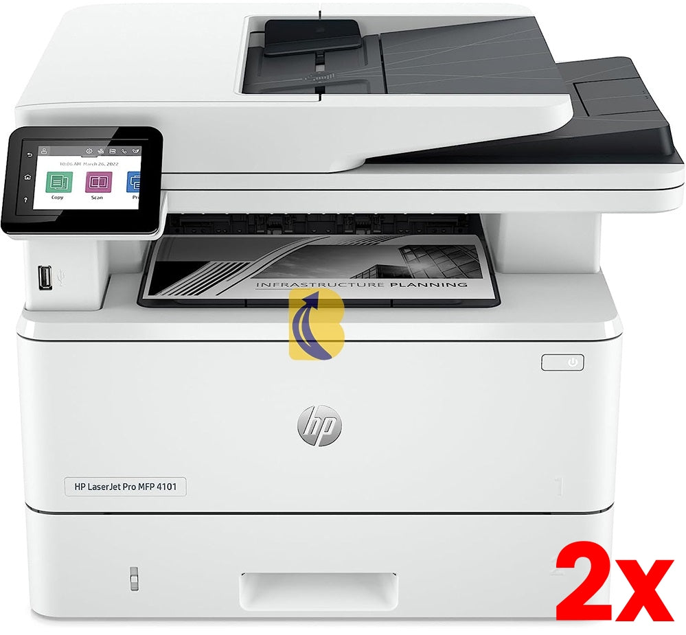 2 X HP LaserJet Pro 4101fdw Mono 40ppm USB/Ethernet/Wi-Fi Scan/Copy/Fax Printer