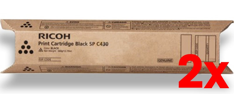 2 X Genuine Ricoh SPC430DN Black Toner Cartridge [821074] - 21,000 Yield