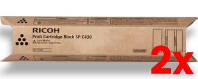 2 X Genuine Ricoh SPC430DN Black Toner Cartridge [821074] - 21,000 Yield