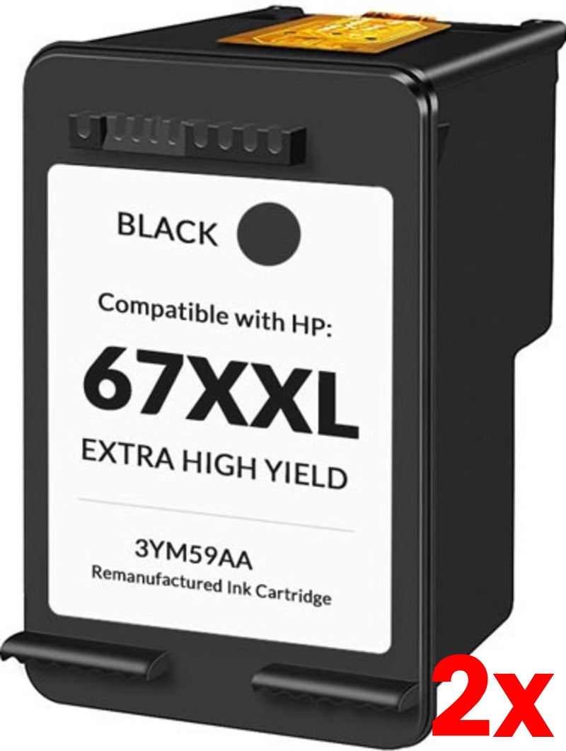 2 X HP 67XXL Compatible Black Ink Cartridge 400 Print