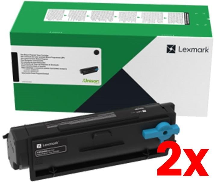 2 X Genuine Lexmark 55B6H00 55B6H0E Toner Cartridge - 15,000 Print