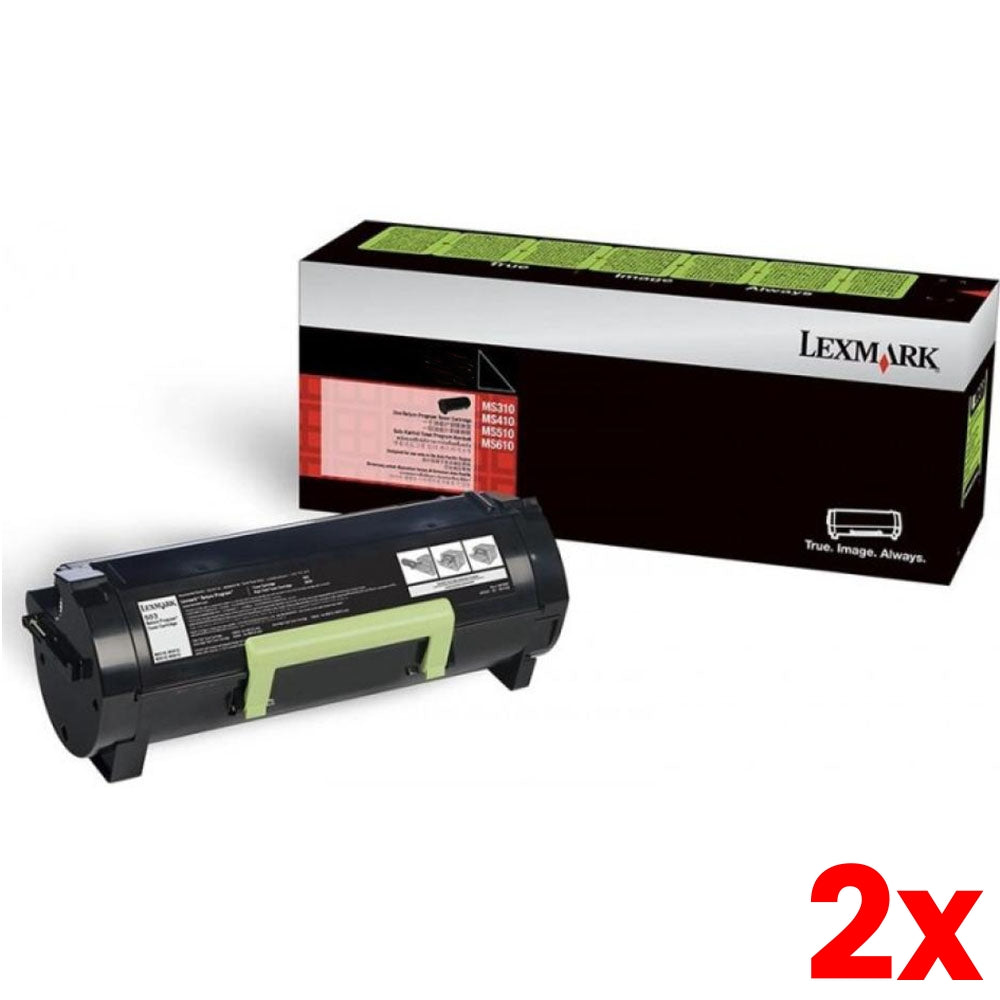 2 X Genuine Lexmark 503H 50F3H00 Black Toner Cartridge 5000 Page