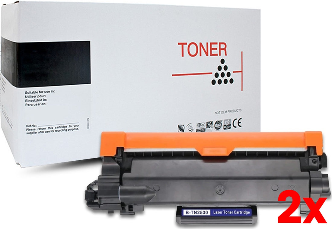 2 X White Box Brother TN2530XL Toner Cartridge 3,000 Prints (Buy 5 Get 1 Free)