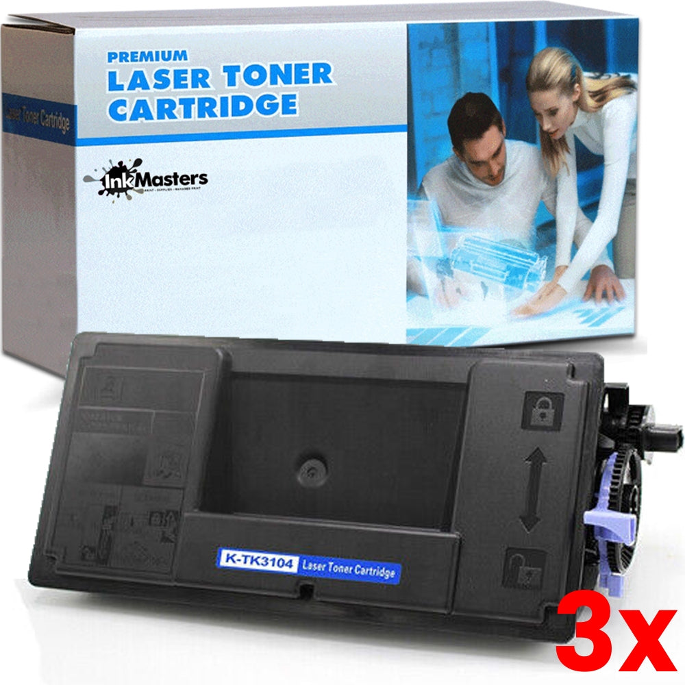 3 X Kyocera TK3104 Compatible Toner Kit 12,500 Pages FS2100 / M3540 / M3040