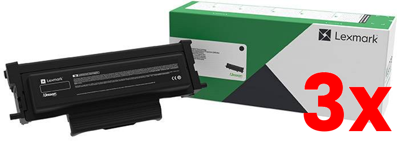 3 X Genuine Lexmark B226000 Black Toner Cartridge B2236 MB2236 1,200 page