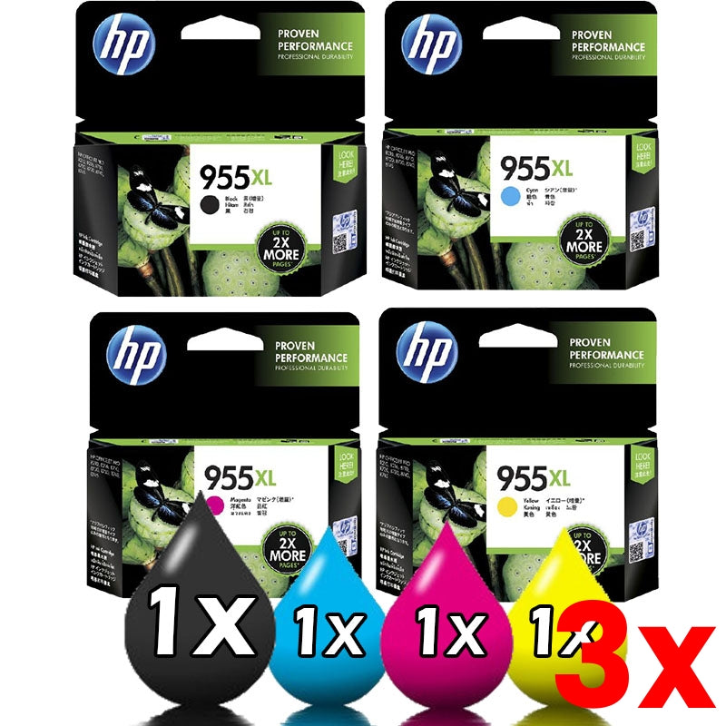 3 X 4 Pack Genuine HP 955XL Ink Cartridges PRO 7720 / 7740 / 8210 / 8720  [1BKXL,1CXL,1MXL,1YXL]