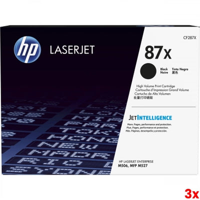 3 X Genuine HP 87X CF287X Toner M501 / M506 / M527 18,000 pages