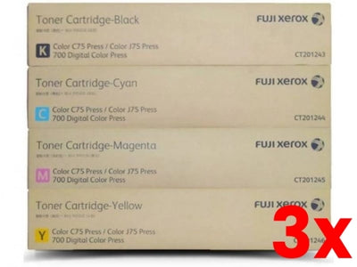 3 X 4 Pack Genuine Fuji Xerox CT201243-CT201246 Toner Set [1BK,1C,1M,1Y]
