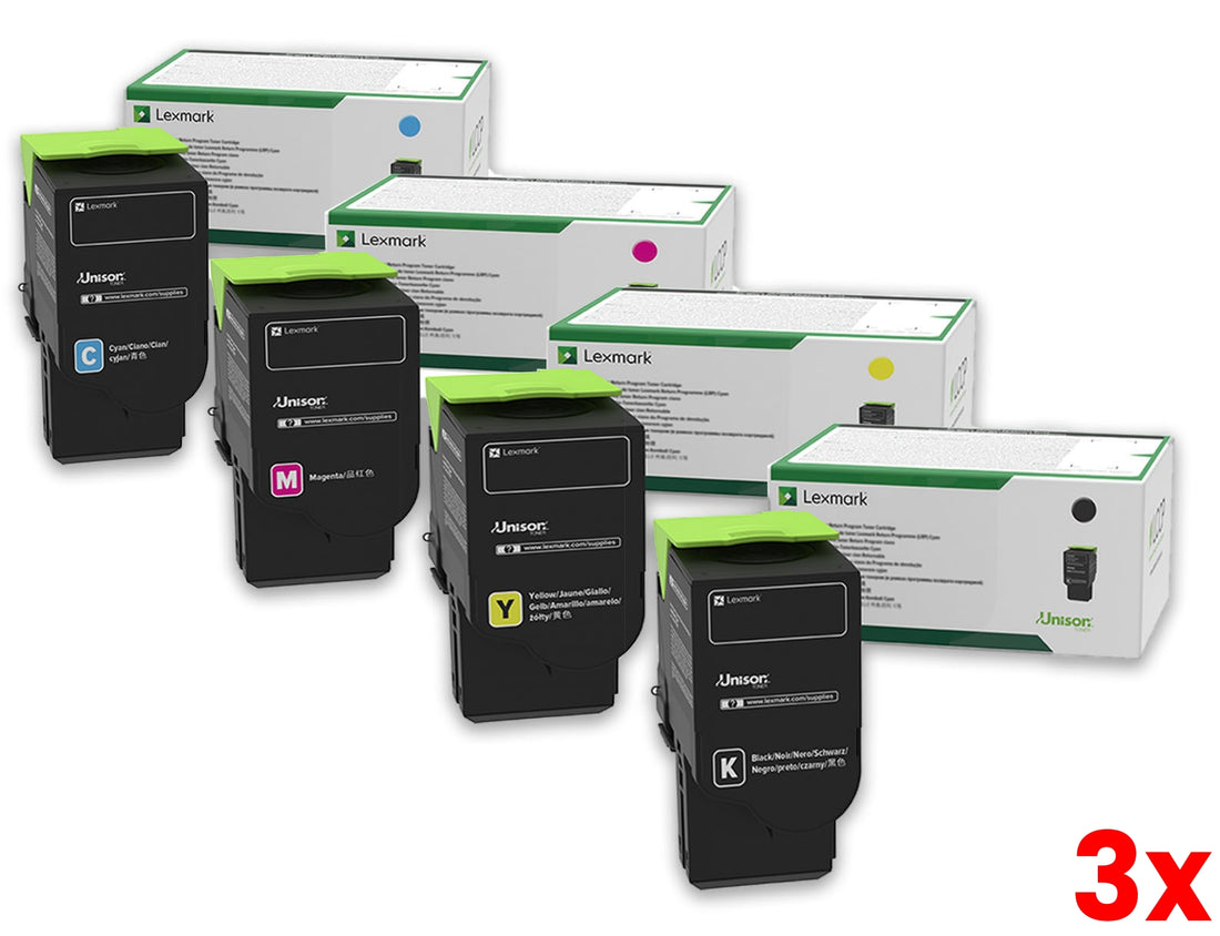 3 X Genuine 4 Pack Lexmark MC2425adw Toner Cartridges 1BK,1C,1M,1Y