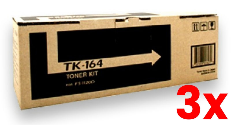 3 X Genuine Kyocera TK164 Black Toner Kit 2,500 Print