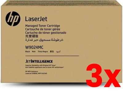 3 X Genuine HP W9024MC Black Toner Cartridge MFP E42540f E40040dn 11,500 Pages