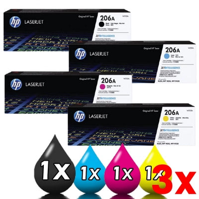 3 X Genuine 4 Pack HP 206A Toner Cartridges W2110A-W2113A PRO M255 M282 M283 1BK,1C,1M,1