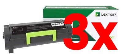 3 X Genuine Lexmark 56F6X0E Toner 20,000 Page