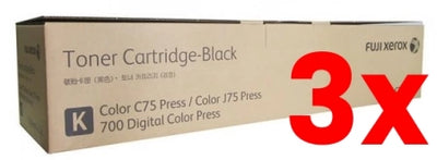 3 X Genuine Fuji Xerox CT201243 Black Toner Cartridge Digital Color Press C75 / 700i 17,000 pages
