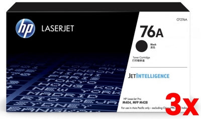 3 X Genuine HP 76A CF276A Black Toner Cartridge / HP M404 / M428 / 3,000 Pages