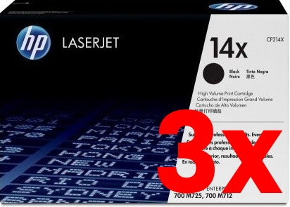 3 X Genuine HP 14X CF214X Toner Cartridge 17,500 Page