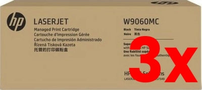 3 X Genuine HP W9060MC Black Toner Cartridge 16,000 Pages HP E57540c E57540dn E55040dn